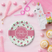 Waterverf aardbeienpatroon met monogram papieren bordje (Feest)