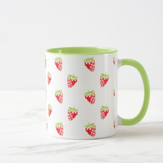 Waterverf aardbeienpatroon mok (Rechts)