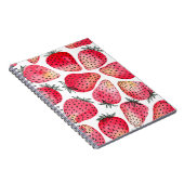 Waterverf aardbeienpatroon. notitieboek (Rechterzijde)