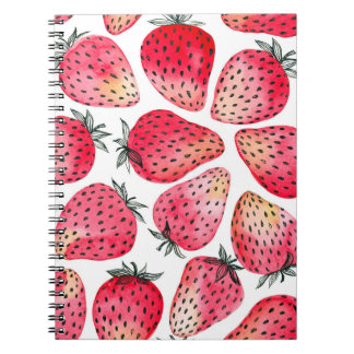 Waterverf aardbeienpatroon. notitieboek