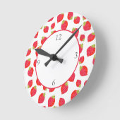 Waterverf aardbeienpatroon ronde klok (Hoek)