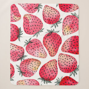 Waterverf aardbeienpatroon. sherpa deken