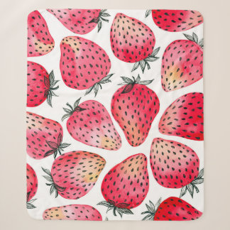 Waterverf aardbeienpatroon. sherpa deken