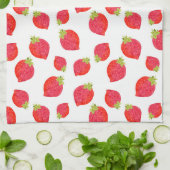 Waterverf aardbeienpatroon theedoek (Gevouwen)