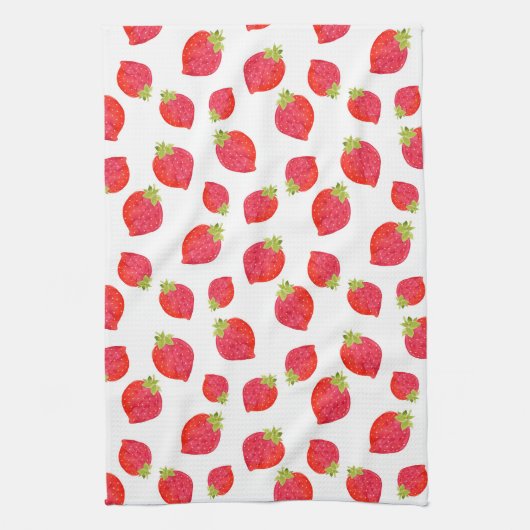 Waterverf aardbeienpatroon theedoek (Verticaal)