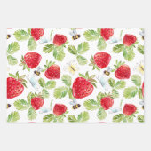 Waterverf Aardbeienvruchten, bijen en botervliegen Inpakpapier Vel (Voorkant 2)