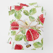 Waterverf Aardbeienvruchten, bijen en botervliegen Inpakpapier Vel (In situ)