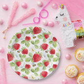 Waterverf Aardbeienvruchten, bijen en botervliegen Papieren Bordje (Feest)