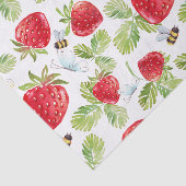 Waterverf Aardbeienvruchten, bijen en botervliegen Tissuepapier (Detail)