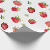 Waterverf aardbeienvruchten en aardbeienbloemen cadeaupapier (Hoek)