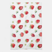 Waterverf aardbeienvruchten en aardbeienbloemen theedoek (Verticaal)