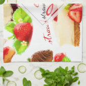 Waterverf aardbeienzoet liefdesmonogram theedoek (Gevouwen)