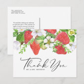 Waterverf aardbeienzomerbruiloft Hartelijk dank Briefkaart (Voorkant / Achterkant)