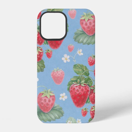 Waterverf-aardbeipatroon iPhone Hoesje (Achterkant)