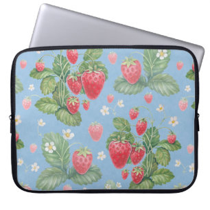Waterverf-aardbeipatroon Laptop Sleeve