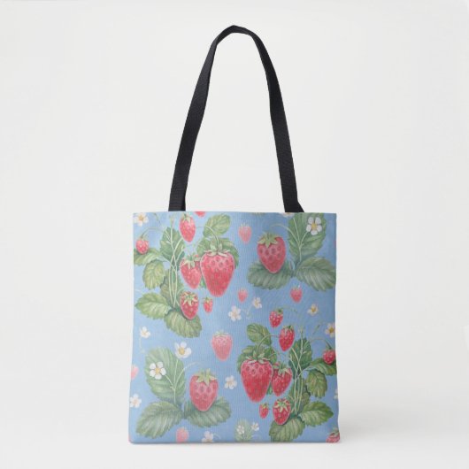 Waterverf-aardbeipatroon Tote Bag (Voorkant)