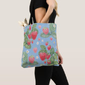 Waterverf-aardbeipatroon Tote Bag (Dichtbij)