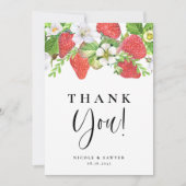 Waterverf aardbeizomerbruiloft bedankkaart (Voorkant)