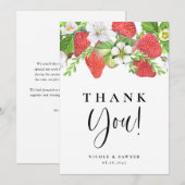 Waterverf aardbeizomerbruiloft bedankkaart (Voorkant / Achterkant)