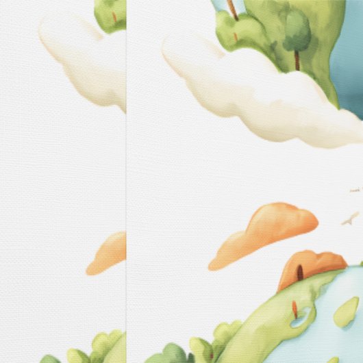 Waterverf Aarde - Cartoon Aarde met Natuur Elemen Behang (Zoom)