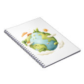 Waterverf Aarde - Cartoon Aarde met Natuur Elemen Notitieboek (Rechterzijde)