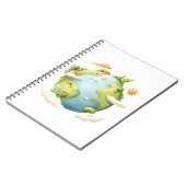 Waterverf Aarde - Cartoon Aarde met Natuur Elemen Notitieboek (Linkerzijde)