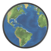 Waterverf Aarde wereldbol geografie grappige 3D il Hockey Puck (Voorkant)