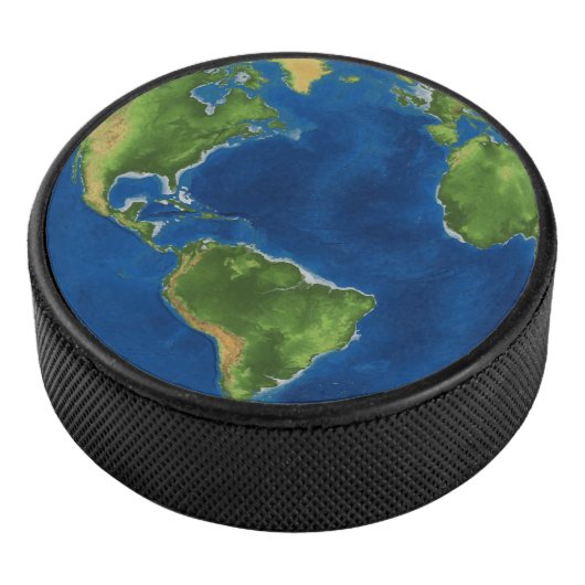 Waterverf Aarde wereldbol geografie grappige 3D il Hockey Puck (3/4)