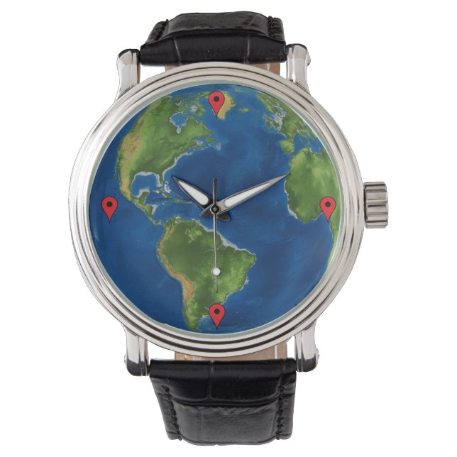 Waterverf Aarde wereldbol geografie grappige 3D il Horloge (Voorkant)