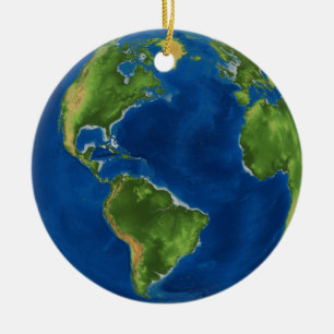 Waterverf Aarde wereldbol geografie grappige 3D il Keramisch Ornament