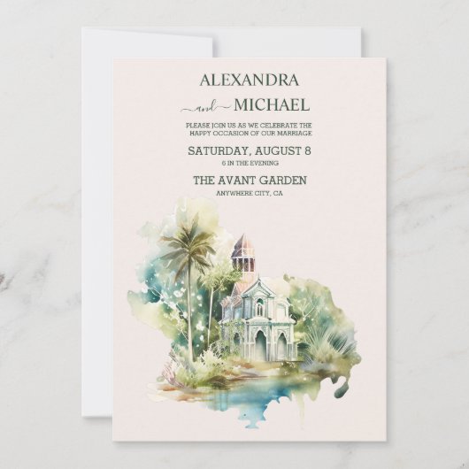 Waterverf Aardzeggende bruiloft Kaart (Voorkant)