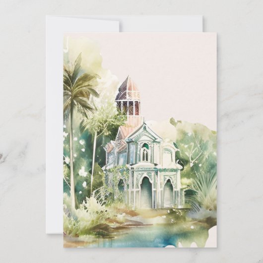 Waterverf Aardzeggende bruiloft Kaart (Achterkant)