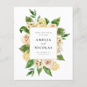 Waterverf Abrikoos Engels Rozen Save the Date (Voorkant)