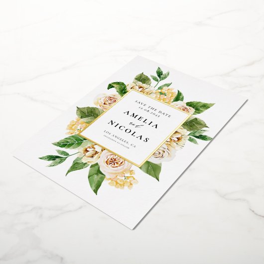 Waterverf abrikoos Engels Rozen Save The Date Folie Uitnodiging (Gedraaid)