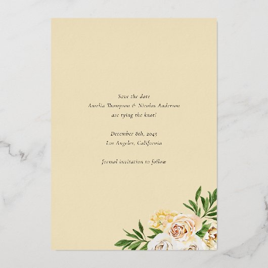 Waterverf abrikoos Engels Rozen Save The Date Folie Uitnodiging (Achterkant)