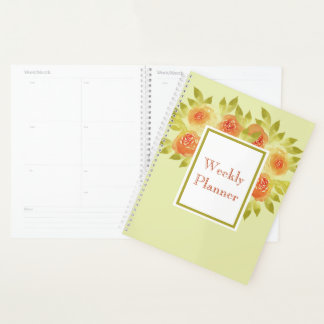 Waterverf Abrikozenkleurige Rozen Wekelijks Planner