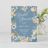 Waterverf Abrikozenpastel Blauw Wild Flowers Kaart (Staand voorkant)