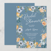 Waterverf Abrikozenpastel Blauw Wild Flowers Kaart (Voorkant / Achterkant)