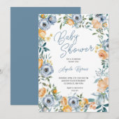 Waterverf Abrikozenpastel Blauw Wild Flowers Kaart (Voorkant / Achterkant)