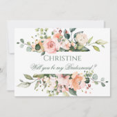 Waterverf abrikozenroze rozen Bridesmaid- verzoek Kaart (Voorkant)