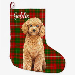 Waterverf Abrit Poodle Dog Aangepast Grote Kerstsok