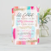 Waterverf Abstract Baby shower Penseelstreken Kaart (Staand voorkant)