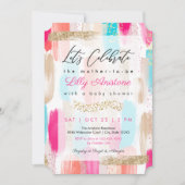 Waterverf Abstract Baby shower Penseelstreken Kaart (Voorkant)