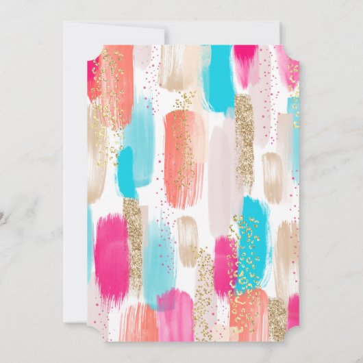 Waterverf Abstract Baby shower Penseelstreken Kaart (Achterkant)