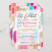 Waterverf Abstract Baby shower Penseelstreken Kaart (Voorkant / Achterkant)