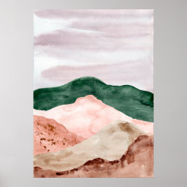 Waterverf abstract berglandschap. Moderne kunst Poster