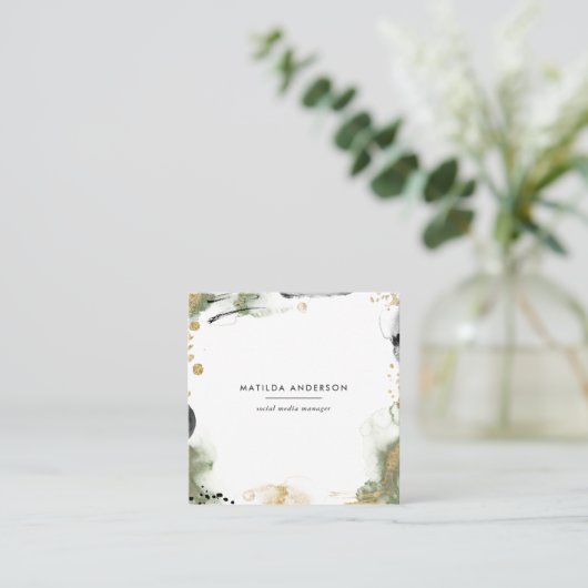 Waterverf abstract beschilderd modern vierkante visitekaartje (Staand voorkant)