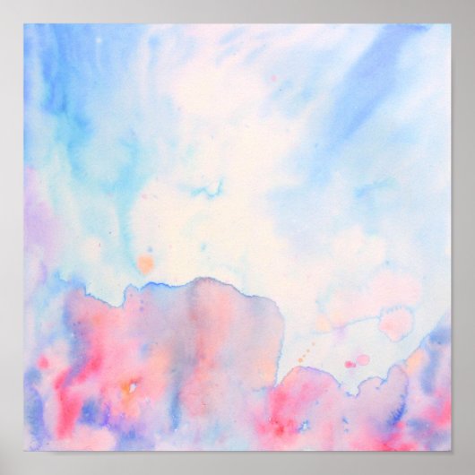 Waterverf Abstract blauw landschapsafdrukken Poster (Voorkant)