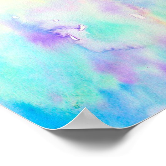 Waterverf Abstract blauw Paars landschap afdrukken Poster (Hoek)