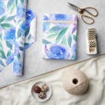 Waterverf abstract blauw tuinpatroon cadeaupapier<br><div class="desc">Waterverf blauw tuin bloemmotief inpakpapier voor Verjaardagsfeest,  Vrijgezellenfeest,  Baby shower,  Jubileum cadeau.</div>